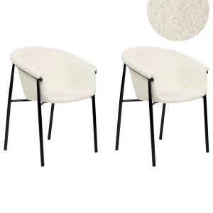Set di 2 sedie da pranzo bouclé bianco macchiato AMES