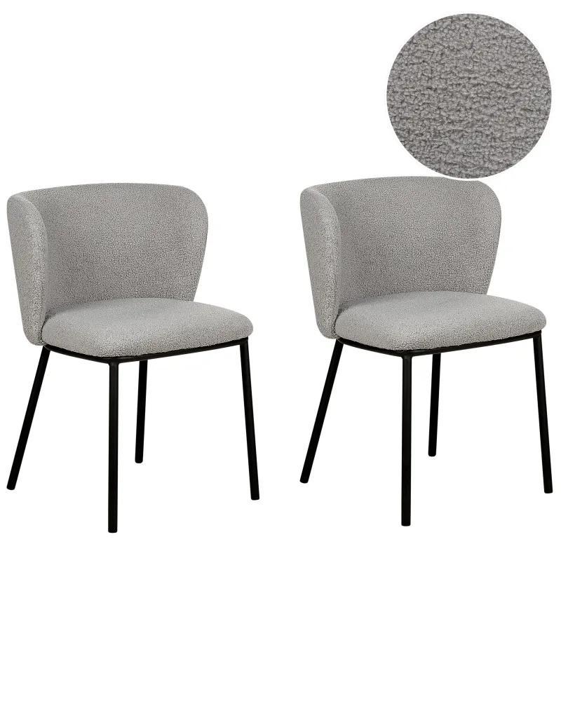 Set di 2 sedie da pranzo bouclé grigio MINA