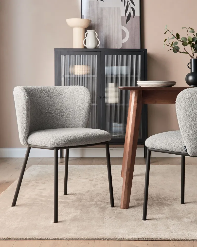 Set di 2 sedie da pranzo bouclé grigio MINA