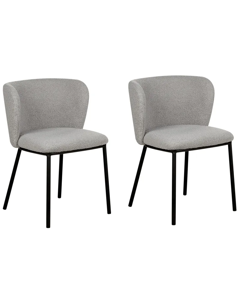 Set di 2 sedie da pranzo bouclé grigio MINA