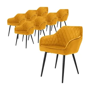 Set di 8 sedie da pranzo imbottite velluto Poltrone color senape