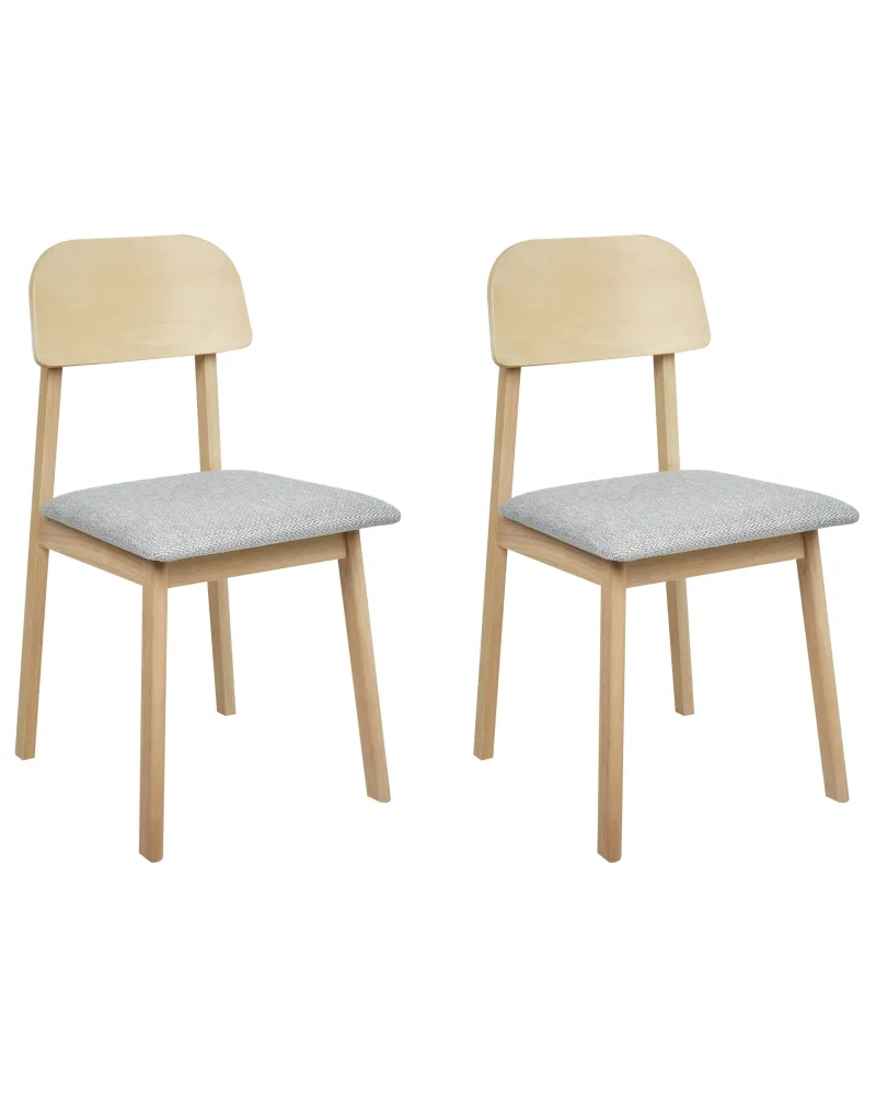 Set di 2 sedie da pranzo legno chiaro e grigio palese SCANDIA