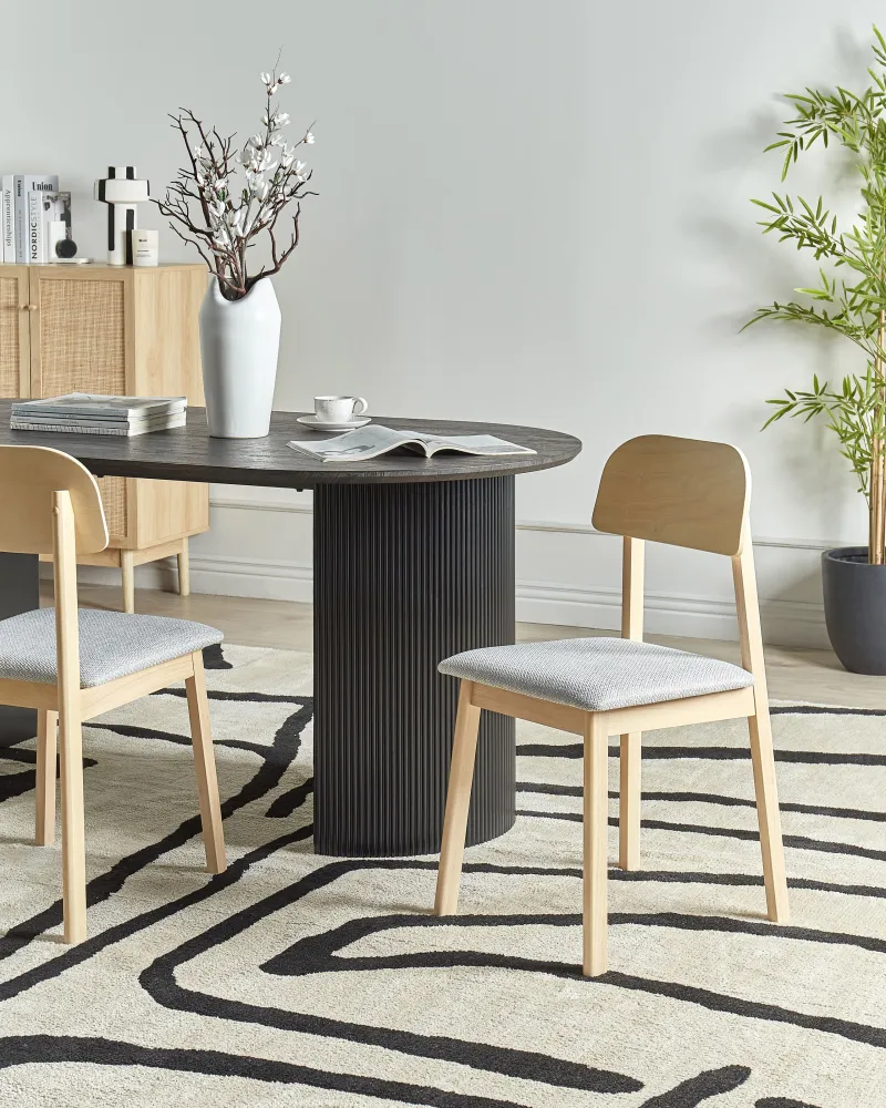 Set di 2 sedie da pranzo legno chiaro e grigio palese SCANDIA