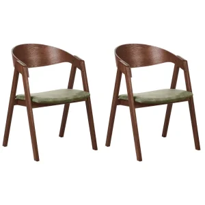 Set di 2 sedie da pranzo legno fosco e verde YUBA