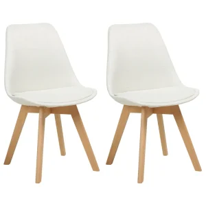 Set di 2 sedie da pranzo legno e tessuto bianco crema DAKOTA II