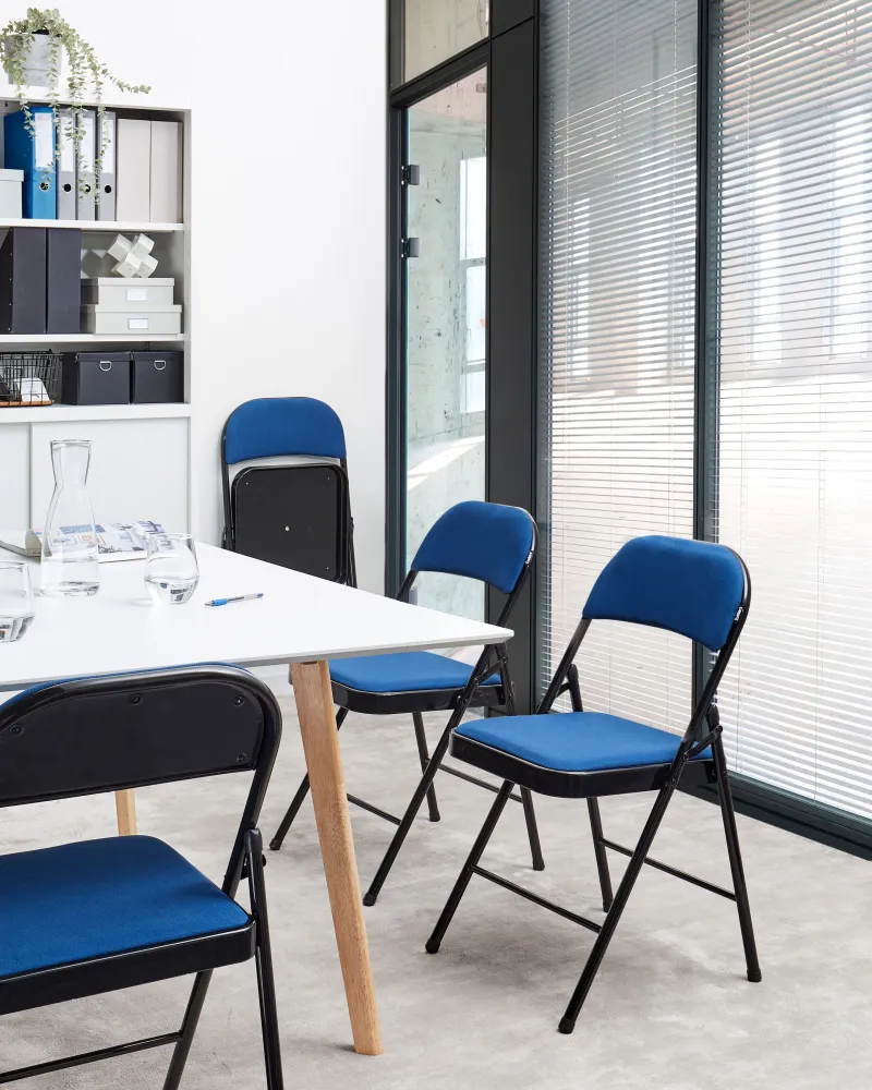 Set di 4 sedie da pranzo metallo blu e nero SPARKS
