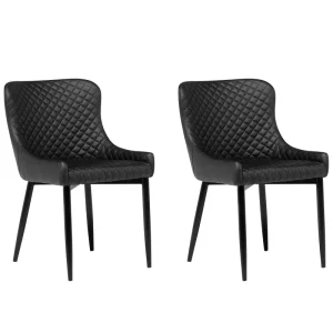 Set di 2 sedie da pranzo pelle sintetica nera SOLANO