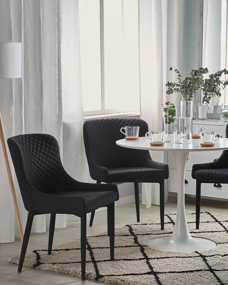 Set di 2 sedie da pranzo tessuto nero SOLANO