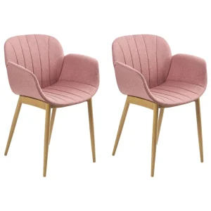Set di 2 sedie da pranzo tessuto rosa ALICE
