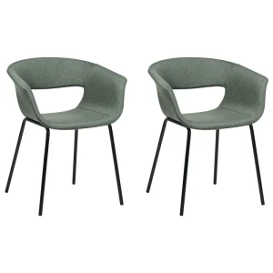 Set di 2 sedie da pranzo tessuto verde ELMA