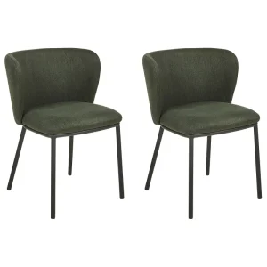 Set di 2 sedie da pranzo tessuto verde MINA