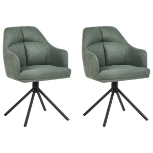 Set di 2 sedie da pranzo tessuto verde MIRA