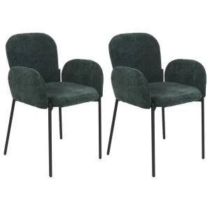 Set di 2 sedie da pranzo tessuto verde tenebroso ALBEE