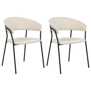 Set di 2 sedie da pranzo velluto bianco crema MARIPOSA