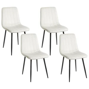 Set di 4 sedie da pranzo velluto bianco sudicio KALISPELL