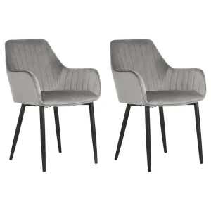 Set di 2 sedie da pranzo velluto grigio WELLSTON