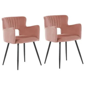 Set di 2 sedie da pranzo velluto rosa pastello e nero SANILAC