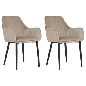 Set di 2 sedie da pranzo velluto tortora WELLSTON