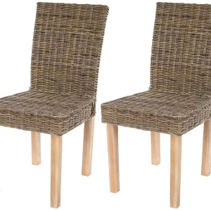 Set 2x sedie rattan Littau Kubu soggiorno cucina sala da pranzo 56x43x89cm