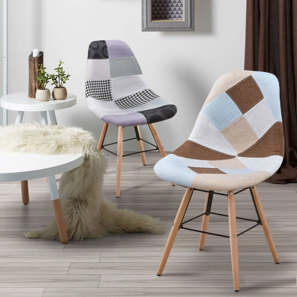 Set di 2 sedie scandinave Lisa patchwork colore grigio