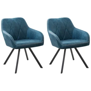 Set di 2 sedie tessuto blu marino e nero MONEE