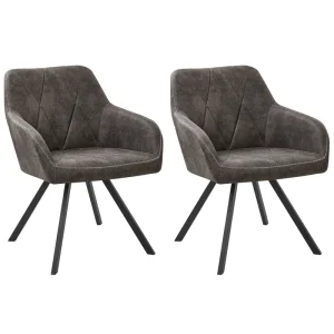Set di 2 sedie tessuto grigio ombroso e nero MONEE