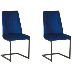 Set di 2 sedie velluto blu LAVONIA