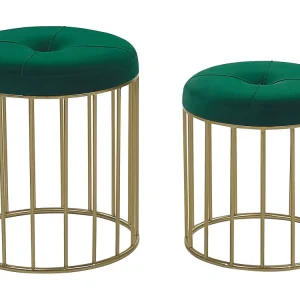 Set 2 Stools Dark Green LUBBOCK