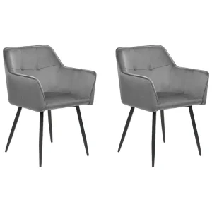 Set 2 Vellutato Dining Chairs Dark Grey JASMIN