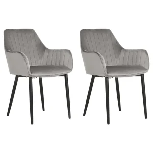 Set 2 Velluto Dining Chairs Dark Grey WELLSTON