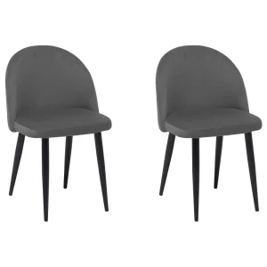 Set 2 Velluto Dining Chairs Grey VISALIA