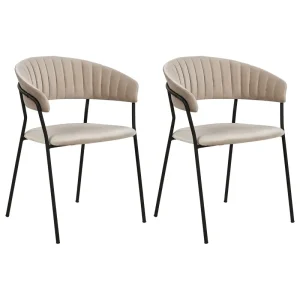 Set 2 Velluto Dining Chairs Taupe MARIPOSA