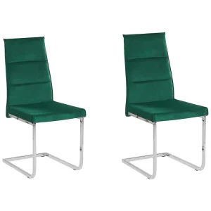 Set 2 Velvet Dining Chairs Green ROCKFORD