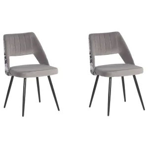 Set 2 Velvet Dining Chairs Grey ANSLEY