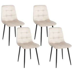 Set 4 Velvet Dining Chairs Taupe POWELL