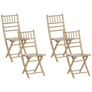 Set 4 Wooden Chairs Gold MACHIAS