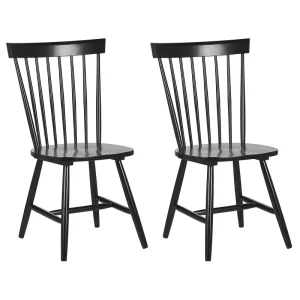 Set 2 Wooden Dining Chairs Black BURGES