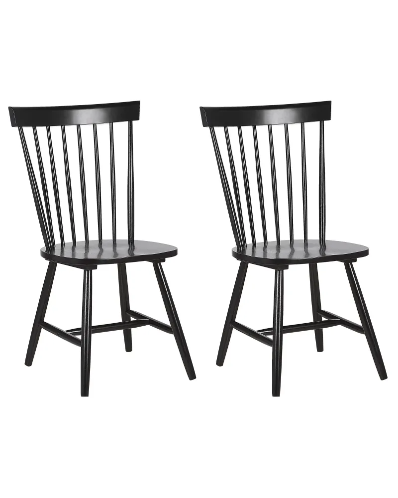 Set 2 Wooden Dining Chairs Black BURGES