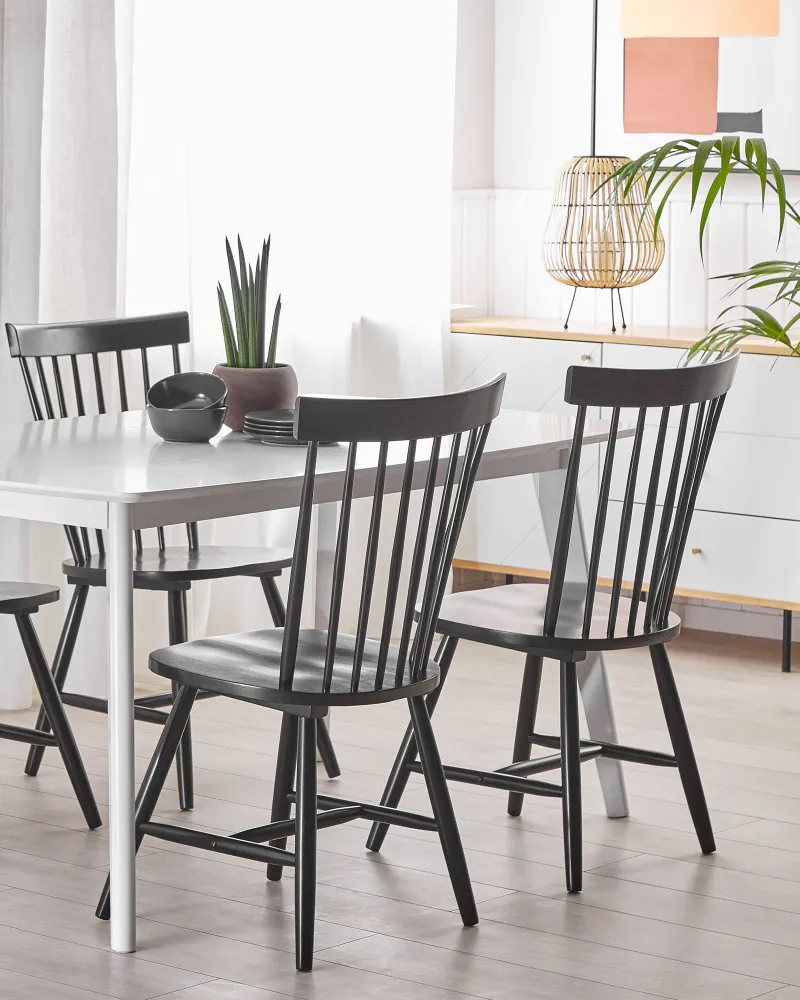 Set 2 Wooden Dining Chairs Black BURGES