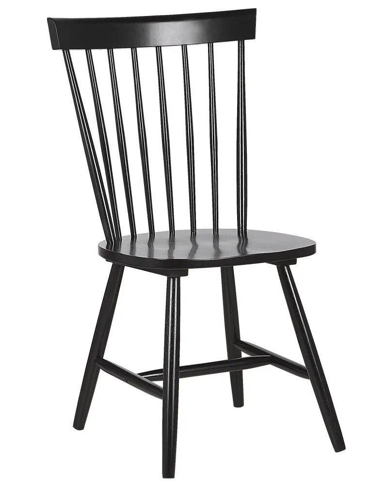 Set 2 Wooden Dining Chairs Black BURGES