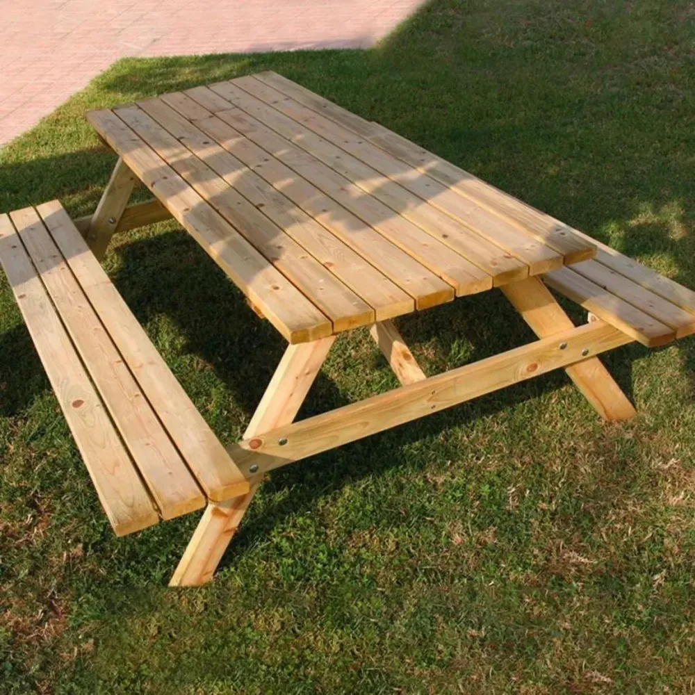 Tavolo da pic nic per esterno "Garden" legno di conifera con sedili cm 180x150 70h