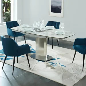 Tavolo da pranzo allungabile. Ceramica e acciaio. TALICIA