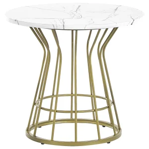 Wire Frame Marble Effect Coffee Table White Gold CONCAN