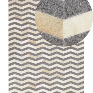 Cowhide Area Rug 140 x 200 cm Grey and Crema BAGGOZE