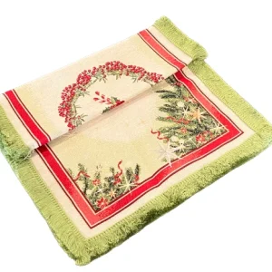 Grembiule da Cucina H.L. - Runner decoro natalizio bacche rosse frangia verde 100X40