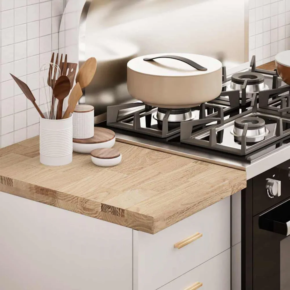 Piano di Lavoro Cucina 40x63,5x4 cm Legno Massello Rovere Misura 150x220 cm