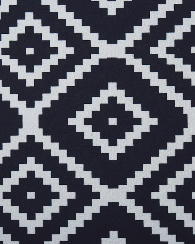 Runner Rug 60 x 200 cm Nero puro and White KARUNGAL con Ricamo Artigianale