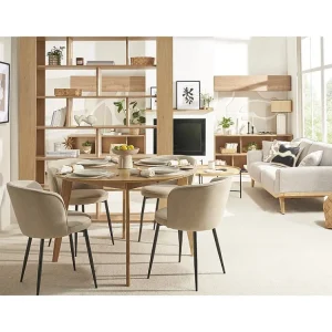 Sottopentola Tavolo da pranzo design rotondo allungabile quercia L120-150 LEENA