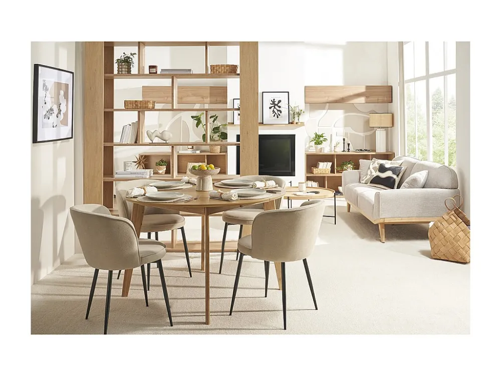 Sottopentola Tavolo da pranzo design rotondo allungabile quercia L120-150 LEENA