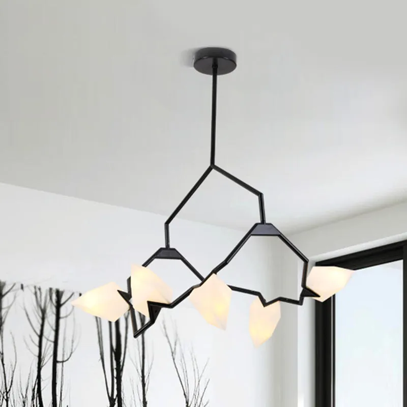 Lampadario per sala da pranzo 5/8 luci con paralume plastica dal design ramificato, illuminazione soffitto stile attuale n...